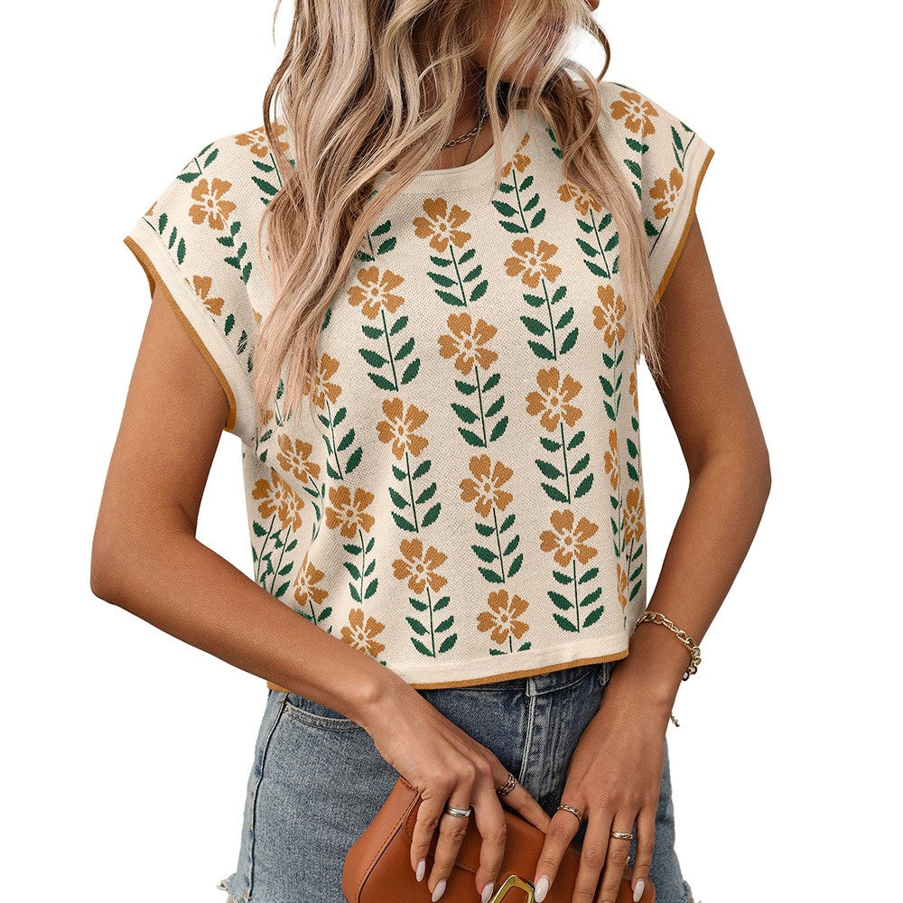 Amoura Crocheted Floral Knit Top