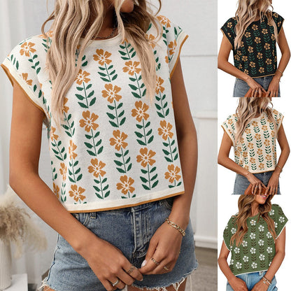 Amoura Crocheted Floral Knit Top