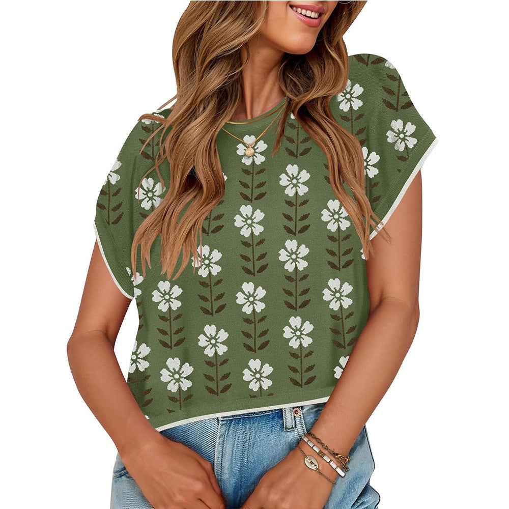 Amoura Crocheted Floral Knit Top