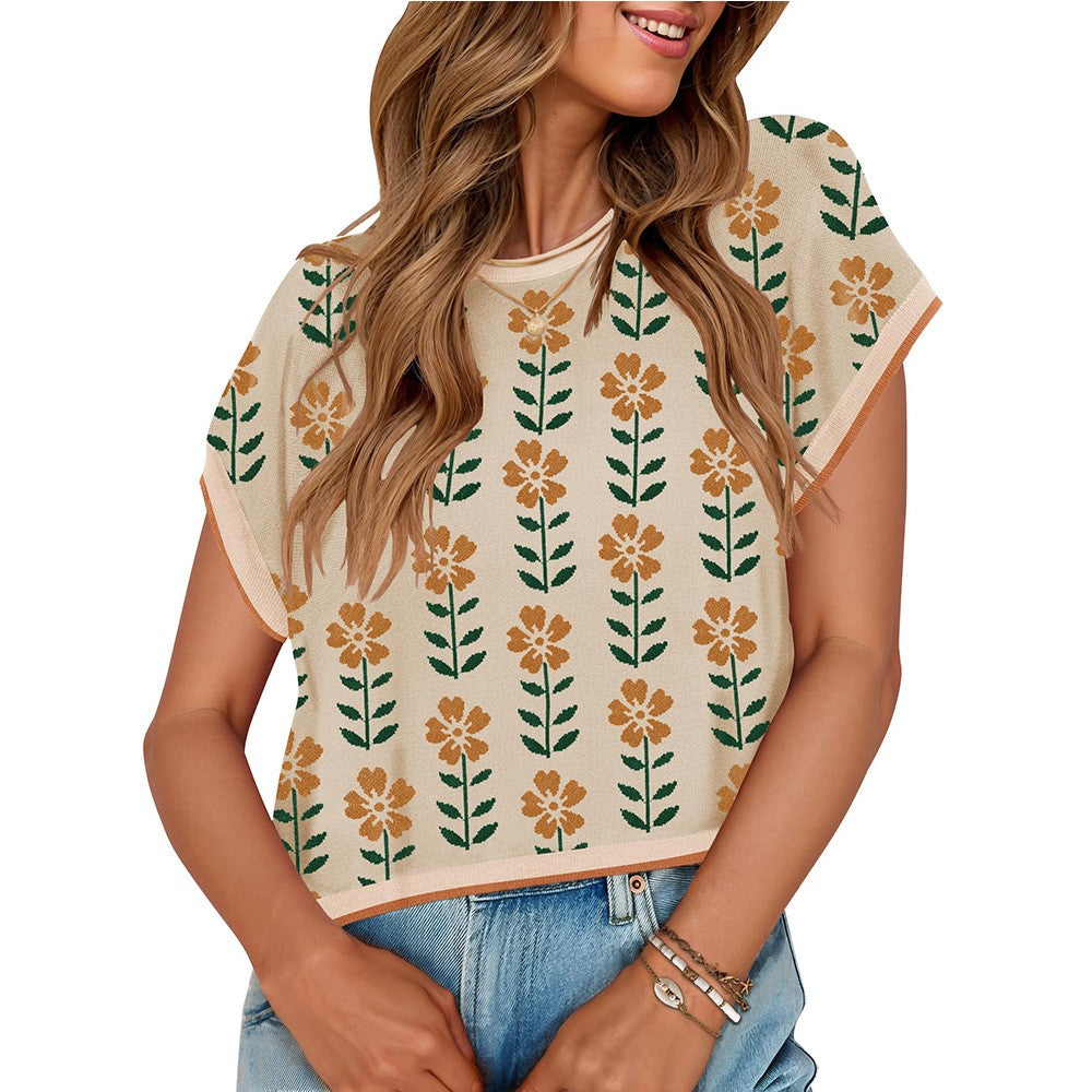 Amoura Crocheted Floral Knit Top