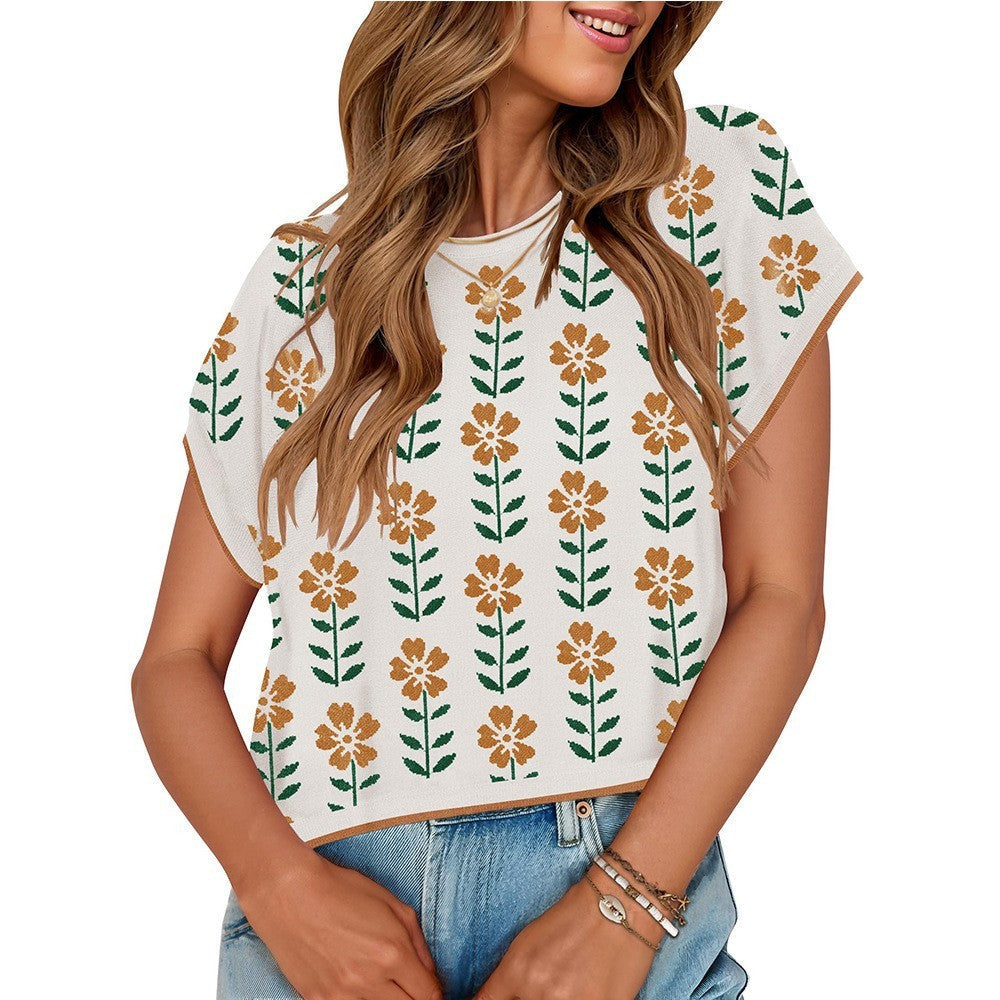 Amoura Crocheted Floral Knit Top