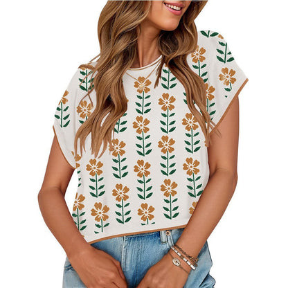 Amoura Crocheted Floral Knit Top