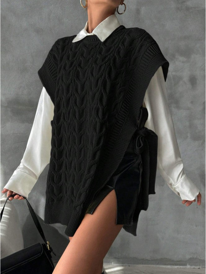 Lyra V-Neck Tie Knit Vest