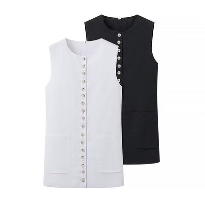 Lyssia Button Detail Sleeveless Top