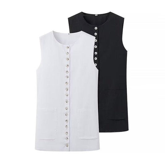 Lyssia Button Detail Sleeveless Top