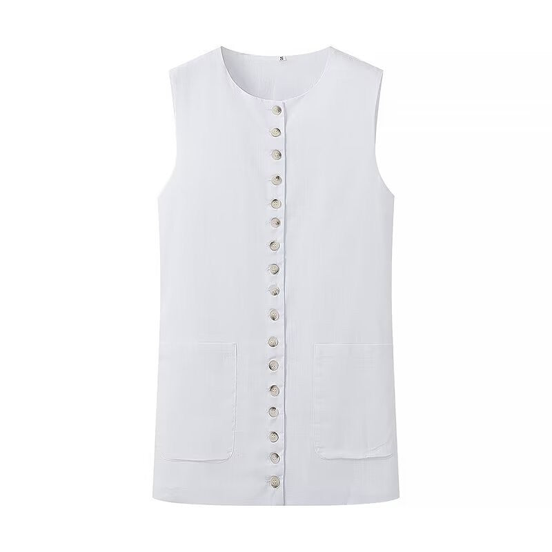 Lyssia Button Detail Sleeveless Top