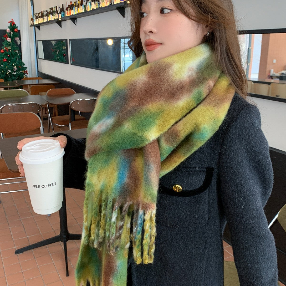 Maelis Wool Blend Contrast Scarf
