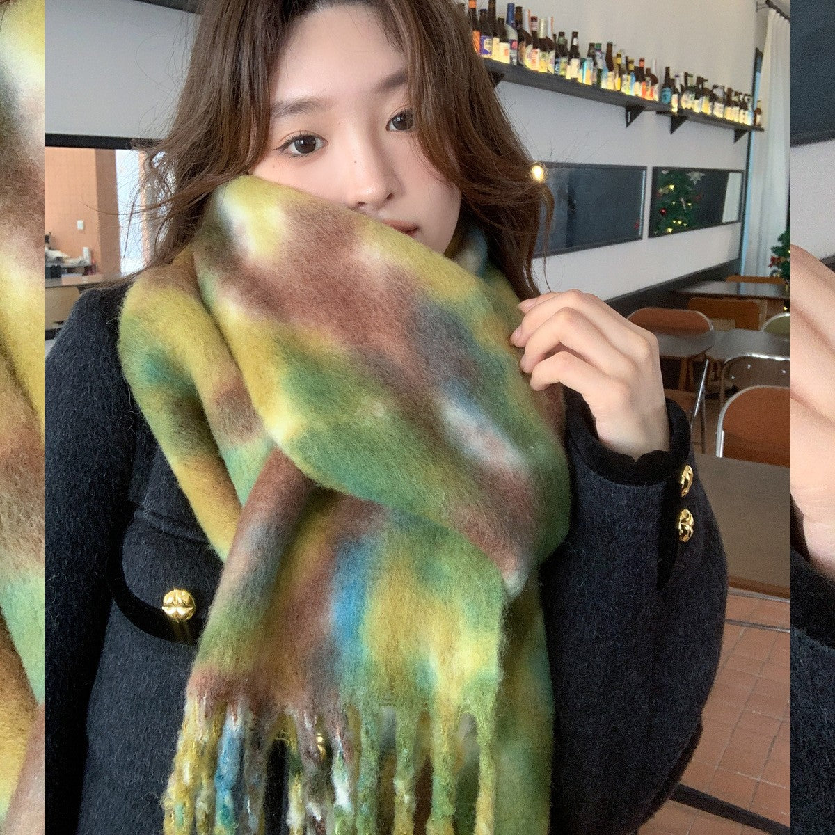 Maelis Wool Blend Contrast Scarf