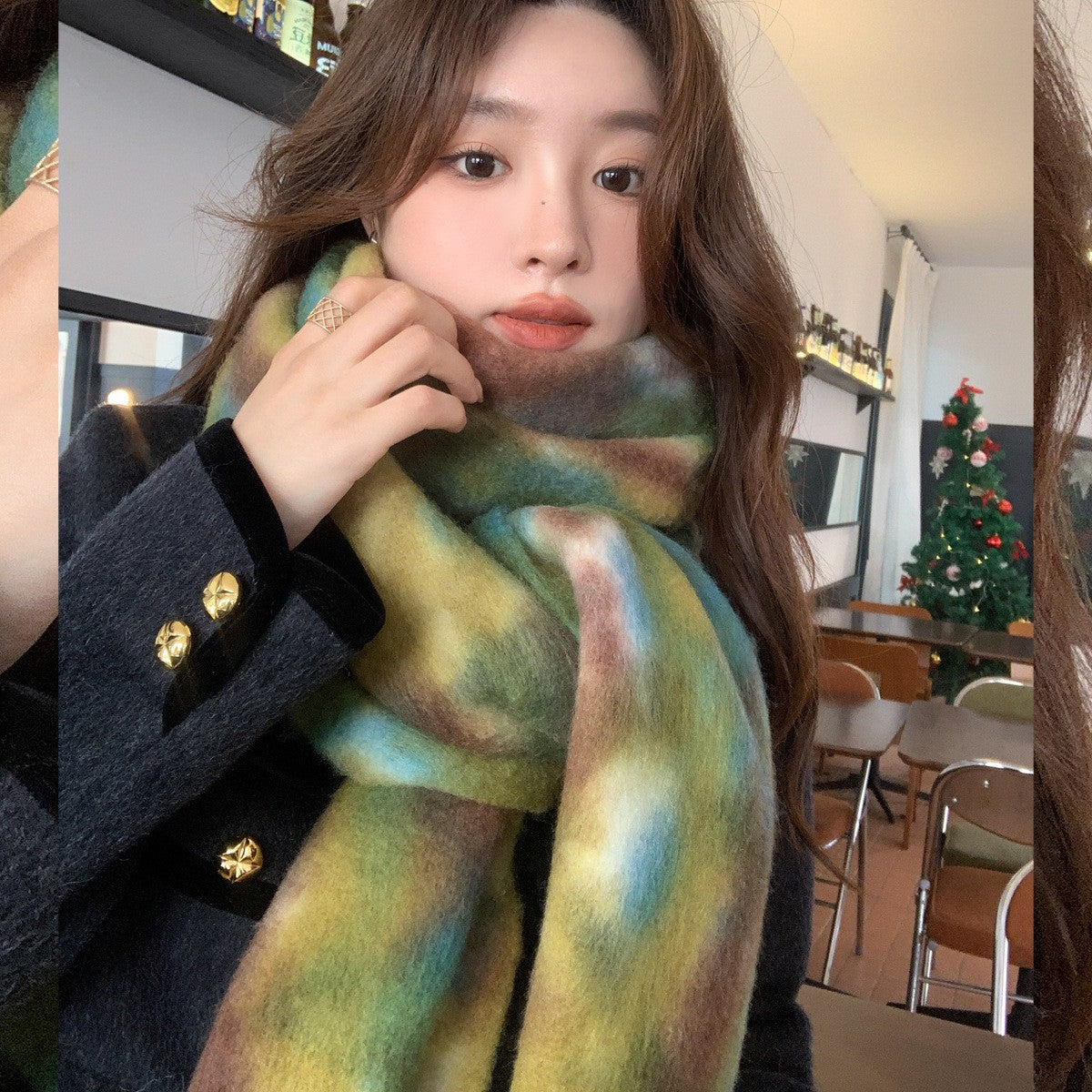 Maelis Wool Blend Contrast Scarf